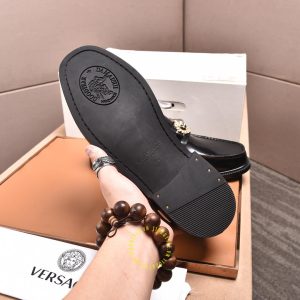 Giày Loafer Versace nam cao cấp da đen trơn replica 1:1 - Ảnh 8