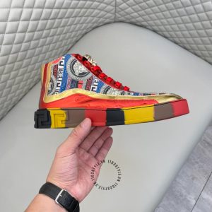 Sneaker Boot Versace nam phối màu logo vàng replica - Ảnh 6
