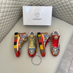Sneaker Boot Versace nam phối màu logo vàng replica - Ảnh 9