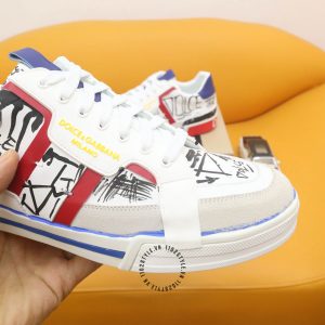 Sneaker D&G unisex màu trắng phối hoạ tiết nổi bật replica 1:1 - Ảnh 4