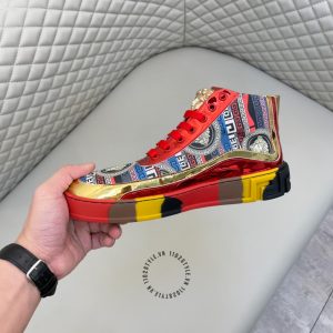 Sneaker Boot Versace nam phối màu logo vàng replica - Ảnh 5