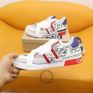 Sneaker D&G unisex màu trắng phối hoạ tiết nổi bật replica 1:1 - Ảnh 3