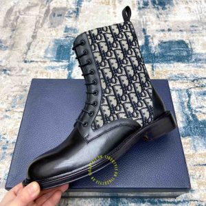 Giày Boot replica Dior da xịn họa tiết Monogram cao cấp - Ảnh 5