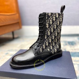 Giày Boot replica Dior da xịn họa tiết Monogram cao cấp - Ảnh 4