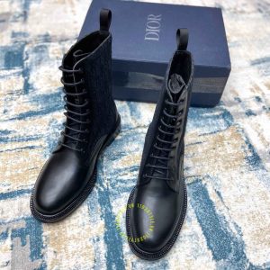 Giày Boot replica Dior nam da xịn màu đen họa tiết Monogram - Ảnh 2