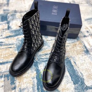 Giày Boot replica Dior da xịn họa tiết Monogram cao cấp - Ảnh 2