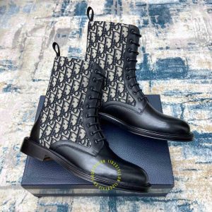 Giày Boot replica Dior da xịn họa tiết Monogram cao cấp - Ảnh 3