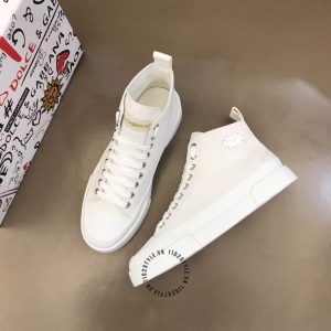Giày thể thao D&G màu trắng trơn cổ cao super fake loại 1 - Ảnh 3