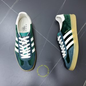 Giày Sneaker Gucci nam da lộn màu xanh rêu cao cấp - Ảnh 2