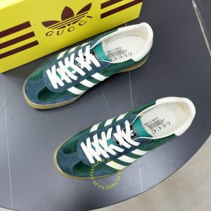 Giày Sneaker Gucci nam da lộn màu xanh rêu cao cấp - Ảnh 4