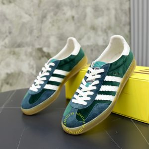 Giày Sneaker Gucci nam da lộn màu xanh rêu cao cấp - Ảnh 5