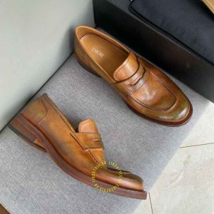 Giày super fake loại 1 Loafer Dior nam da mềm màu nâu da bò - Hình ảnh 2