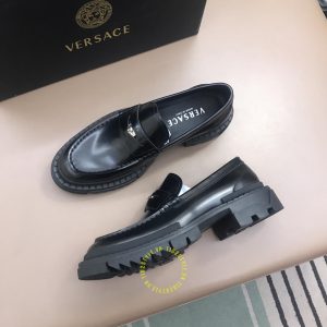Giày Loafer Versace nam da trơn màu đen super fake 1:1 - Ảnh 2