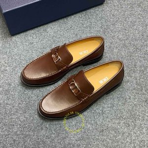 Giày super fake loại 1 Loafer Dior nam da xịn màu nâu trơn - Hình ảnh 4