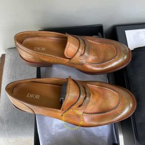 Giày super fake loại 1 Loafer Dior nam da mềm màu nâu da bò - Hình ảnh 3