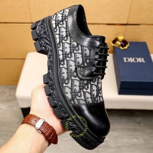 Giày super fake Dior nam màu đen phối họa tiết Monogram - Ảnh 5