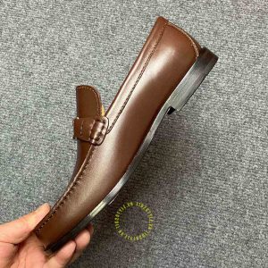 Giày super fake loại 1 Loafer Dior nam da xịn màu nâu trơn - Hình ảnh 5