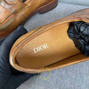 Giày super fake loại 1 Loafer Dior nam da mềm màu nâu da bò - Hình ảnh 7