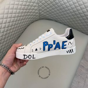Giày sneaker unisex D&G trắng phối hoạ tiết super fake 1:1 - Ảnh 8