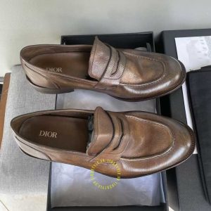 Giày super fake loại 1 Loafer Dior nam da mềm màu nâu cao cấp - Hình ảnh 3