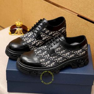 Giày super fake Dior nam màu đen phối họa tiết Monogram - Ảnh 3