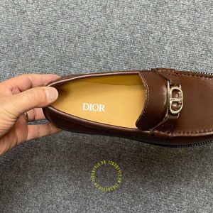 Giày super fake loại 1 Loafer Dior nam da xịn màu nâu trơn - Hình ảnh 6
