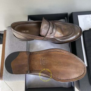 Giày super fake loại 1 Loafer Dior nam da mềm màu nâu cao cấp - Hình ảnh 4