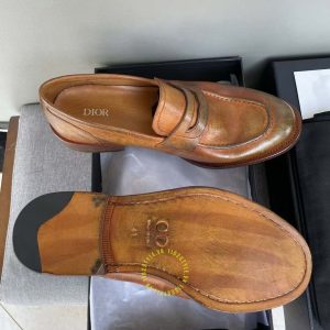 Giày super fake loại 1 Loafer Dior nam da mềm màu nâu da bò - Hình ảnh 4