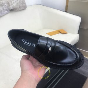 Giày Loafer Versace nam da trơn màu đen super fake 1:1 - Ảnh 7