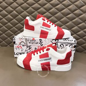 Giày nam Dolce & Gabbana màu trắng phối đỏ super fake 1:1 - Ảnh 4