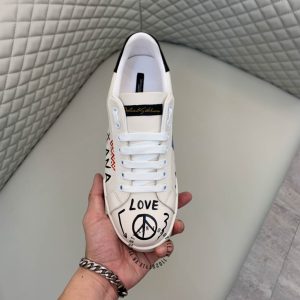 Giày sneaker unisex D&G trắng phối hoạ tiết super fake 1:1 - Ảnh 4