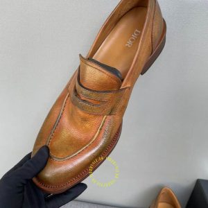 Giày super fake loại 1 Loafer Dior nam da mềm màu nâu da bò - Hình ảnh 6