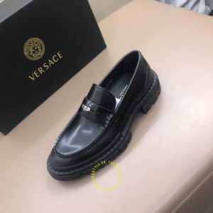 Giày Loafer Versace nam da trơn màu đen super fake 1:1 - Ảnh 3