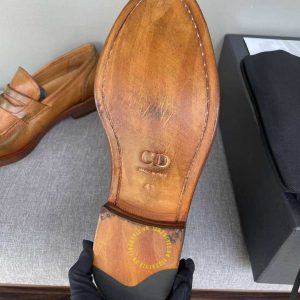 Giày super fake loại 1 Loafer Dior nam da mềm màu nâu da bò - Hình ảnh 9