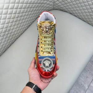 Sneaker Boot Versace phối màu logo kim loại super fake 1:1 - Ảnh 4