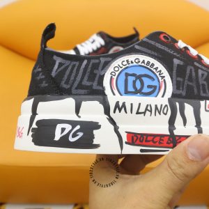 Sneaker D&G unisex đen phối hoạ tiết super fake 1:1 - Ảnh 5