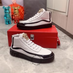 Giày super fake Sneaker Boot Versace màu trắng họa tiết đen - Ảnh 4