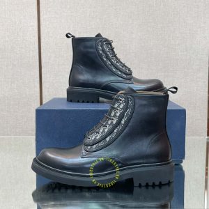 Giày Boot Dior nam da xịn màu đen phiên bản dây buộc super fake - Ảnh 5