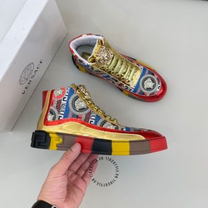 Sneaker Boot Versace phối màu logo kim loại super fake 1:1 - Ảnh 3