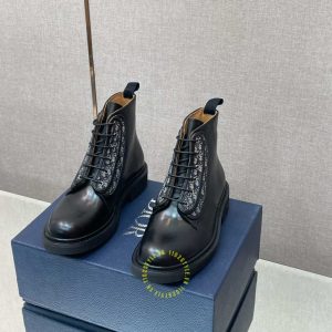 Giày Boot Dior nam da xịn màu đen phiên bản dây buộc super fake - Ảnh 4