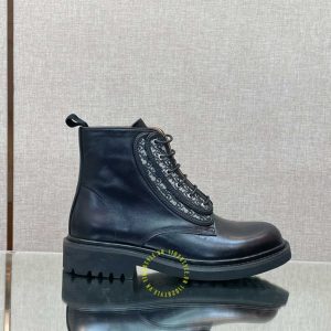Giày Boot Dior nam da xịn màu đen phiên bản dây buộc super fake - Ảnh 6