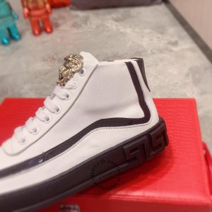 Giày super fake Sneaker Boot Versace màu trắng họa tiết đen - Ảnh 9