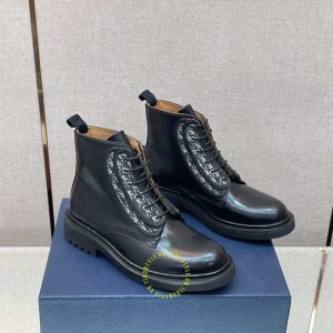 Giày Boot Dior nam da xịn màu đen phiên bản dây buộc super fake - Ảnh 3