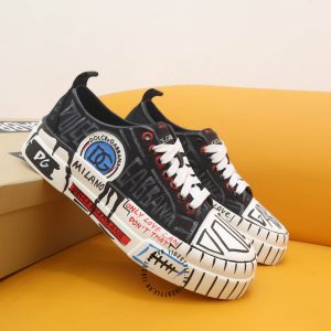 Sneaker D&G unisex đen phối hoạ tiết super fake 1:1 - Ảnh 2