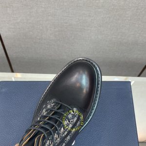 Giày Boot Dior nam da xịn màu đen phiên bản dây buộc super fake - Ảnh 7