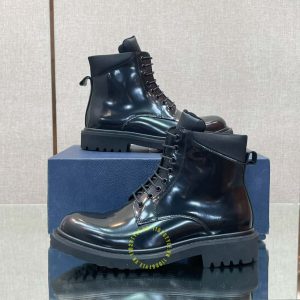 Giày Boot Dior nam da bóng màu đen cao cấp super fake - Ảnh 5