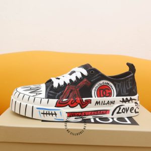 Sneaker D&G unisex đen phối hoạ tiết super fake 1:1 - Ảnh 3