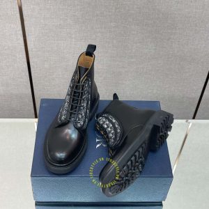 Giày Boot Dior nam da xịn màu đen phiên bản dây buộc super fake - Ảnh 2