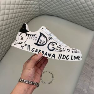 Giày Dolce & Gabbana trắng chữ đen super fake loại 1 - Hình ảnh 5