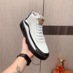 Giày super fake Sneaker Boot Versace màu trắng họa tiết đen - Ảnh 7